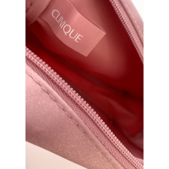 Clinique Pink Makeup Bag Zip Up Water-Resistant Small Cosmetic Travel Carrier - Picture 7 of 11
